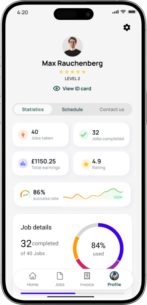 WeProcess app user profile and earnings dashboard for process serving jobs