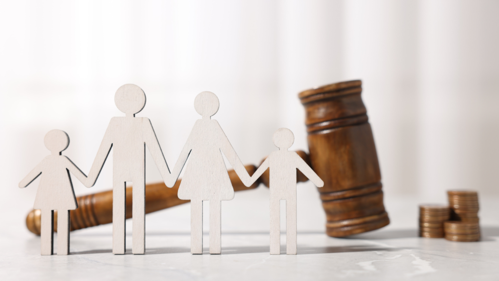 Legal Document Serving – Family Court Orders Legal document serving for family court orders, illustrated by a family silhouette and judge's gavel